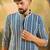 Mens blue viscose rayon embroidered kurta with trousers