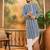 Mens blue viscose rayon embroidered kurta with trousers