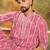 Mens red viscose rayon embroidered kurta with trousers
