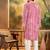 Mens red viscose rayon embroidered kurta with trousers