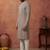 Mens brown viscose rayon embroidered kurta with trousers