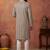 Mens brown viscose rayon embroidered kurta with trousers