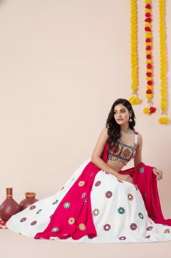 White Designer Special Navratri Wear Lehenga Choli