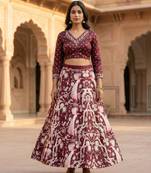 Multicolour Semistitched Croptop Choli With Unstitched Blouse