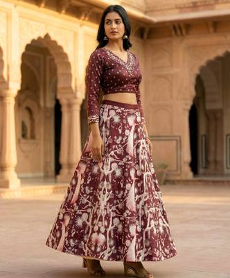 Multicolour Semistitched Croptop Choli With Unstitched Blouse 3