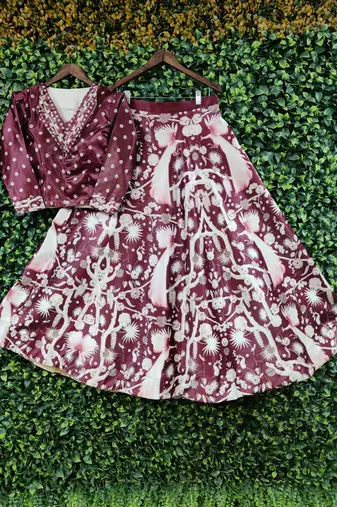 Multicolour Semistitched Croptop Choli With Unstitched Blouse