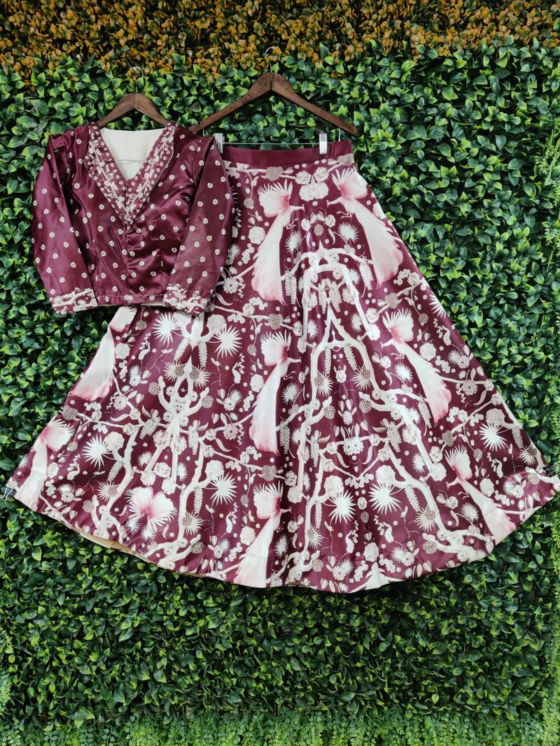 Multicolour Semistitched Croptop Choli With Unstitched Blouse