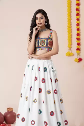 White Designer Special Navratri Wear Lehenga Choli