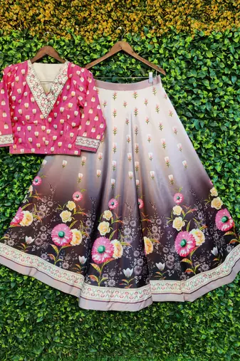 Multicolour semistitched croptop choli with unstitched blouse