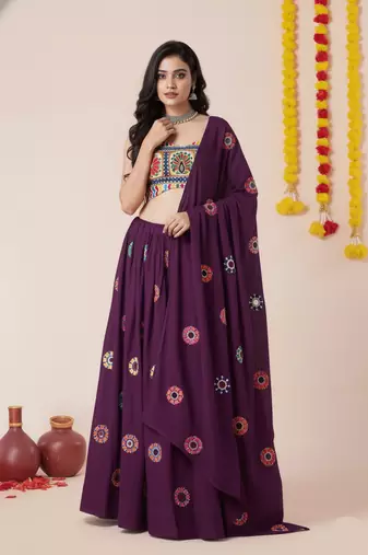 Wine Designer Special Navratri Wear Lehenga Choli
