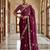 Plum Color Beads,Cutdana,Sequins And Thread Work Chiffon Silk Saree