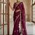 Plum Color Beads,Cutdana,Sequins And Thread Work Chiffon Silk Saree