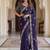 Purple Color Beads,Cutdana,Sequins And Thread Work Chiffon Silk Saree