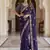 Purple Color Beads,Cutdana,Sequins And Thread Work Chiffon Silk Saree