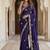 Purple Color Beads,Cutdana,Sequins And Thread Work Chiffon Silk Saree