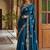 Teal Color Beads,Cutdana,Sequins And Thread Work Chiffon Silk Saree