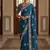 Teal Color Beads,Cutdana,Sequins And Thread Work Chiffon Silk Saree