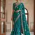 Turquoise Color Beads,Cutdana,Sequins And Thread Work Chiffon Silk Saree