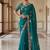 Turquoise Color Beads,Cutdana,Sequins And Thread Work Chiffon Silk Saree