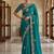 Turquoise Color Beads,Cutdana,Sequins And Thread Work Chiffon Silk Saree