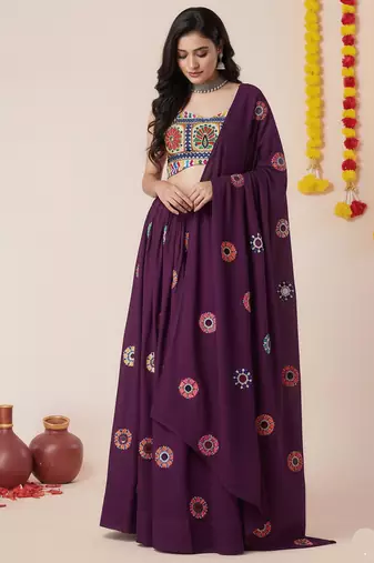 Wine Designer Special Navratri Wear Lehenga Choli