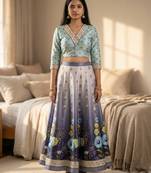 Multicolour semistitched croptop choli with unstitched blouse
