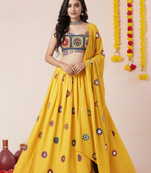 Yellow Designer Special Navratri Wear Lehenga Choli