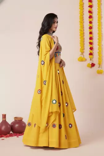 Yellow Designer Special Navratri Wear Lehenga Choli