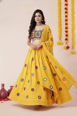 Yellow Designer Special Navratri Wear Lehenga Choli 4