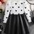 Black & white heart printed polyester pu leather fit & flare dress for girls
