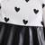 Black & white heart printed polyester pu leather fit & flare dress for girls