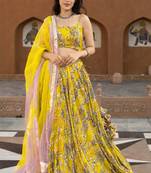 Floral Printed Semi-Stitched Cotton Lehenga & Unstitched Blouse With Dupatta