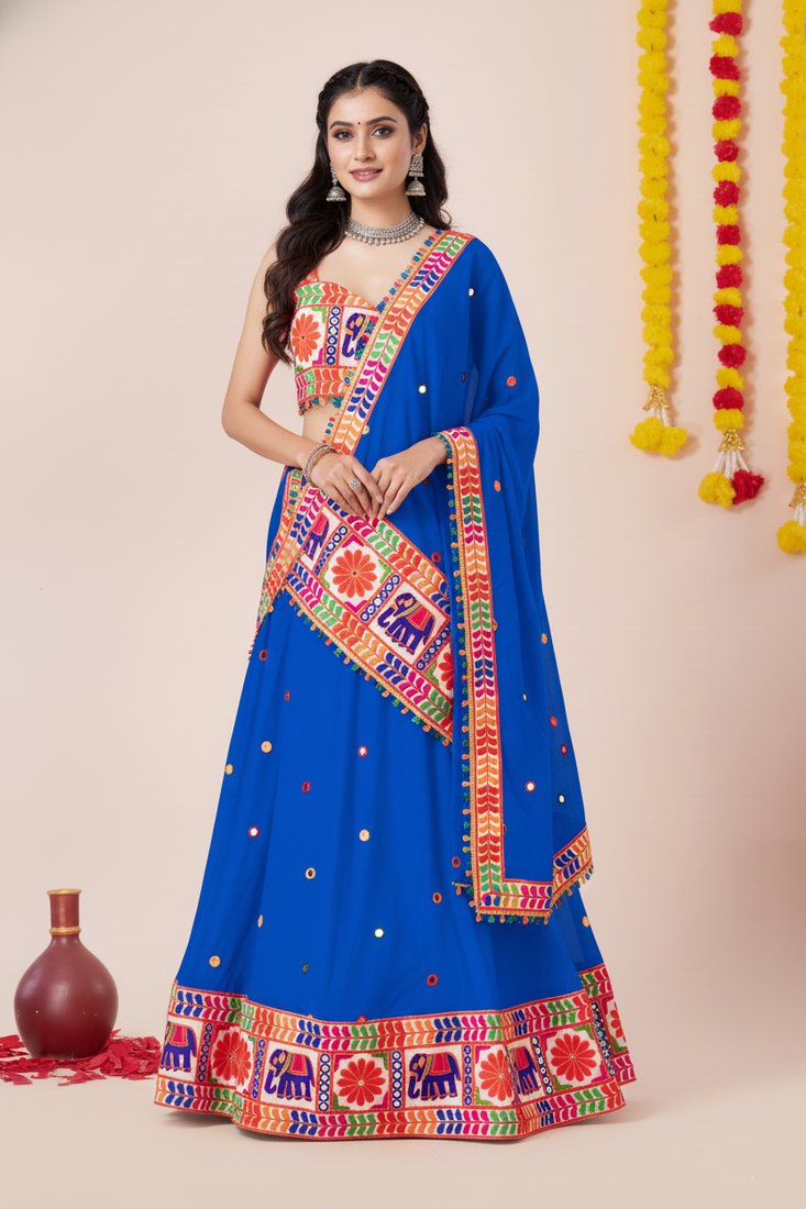 Blue Designer Special Navratri Wear Lehenga Choli