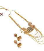 Reeti fashions red stone studded golden bridal necklace set