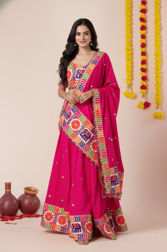 Pink Designer Special Navratri Wear Lehenga Choli