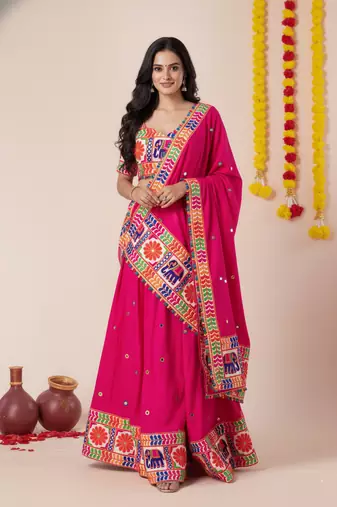 Pink Designer Special Navratri Wear Lehenga Choli