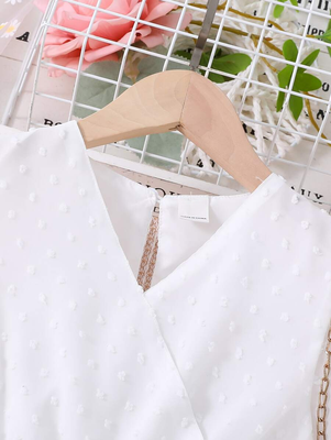 White self design georgette fit & flare mini dress for women 3