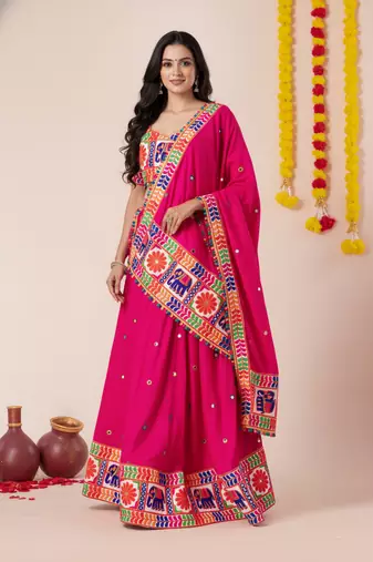Pink Designer Special Navratri Wear Lehenga Choli