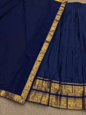 Navyblue Kanchi Cotton Zari Weaving Work Semi-stitched Lehenga Choli with Dupatta 3