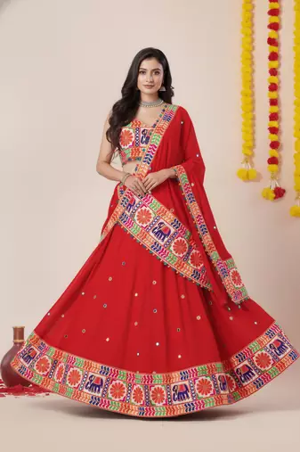 Red Designer Special Navratri Wear Lehenga Choli