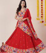Red Designer Special Navratri Wear Lehenga Choli