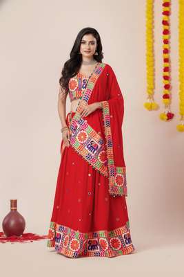 Red Designer Special Navratri Wear Lehenga Choli 4