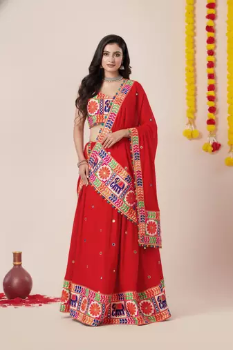 Red Designer Special Navratri Wear Lehenga Choli