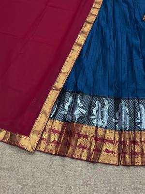 Rama Kanchi Cotton Zari Weaving Work Semi-stitched Lehenga Choli with Dupatta 3