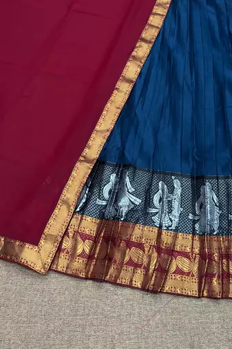 Rama Kanchi Cotton Zari Weaving Work Semi-stitched Lehenga Choli with Dupatta