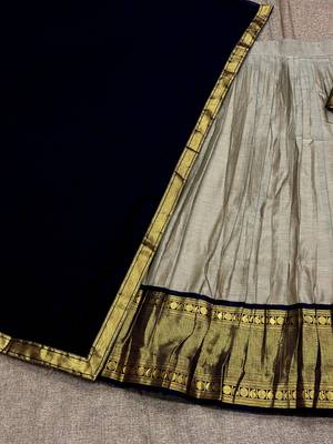 Cream Kanchi Cotton Zari Weaving Lehenga Choli Dupatta 2