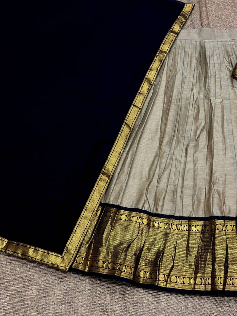 Cream Kanchi Cotton Zari Weaving Lehenga Choli Dupatta