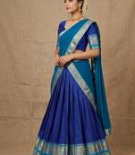 Blue Kanchi Cotton Zari Weaving Work Semi-stitched Lehenga Choli with Dupatta