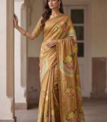 Mustard Color Dori With Printed Work Virana Silk Saree
