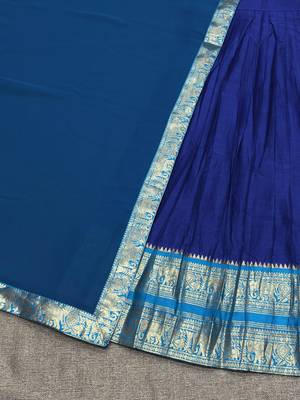 Blue Kanchi Cotton Zari Weaving Work Semi-stitched Lehenga Choli with Dupatta 4